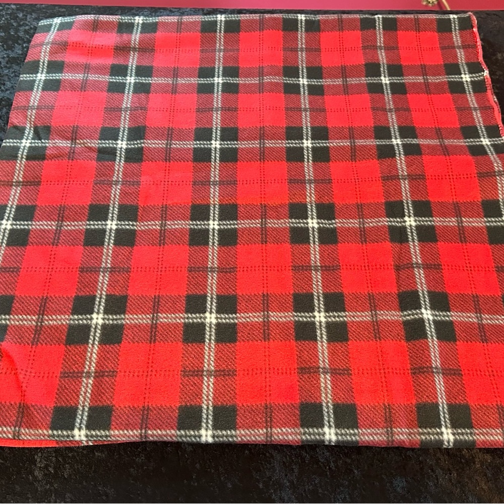 Red and Black Plaid Fleece fabric